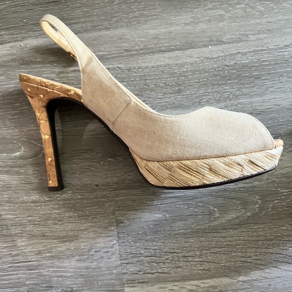 J .Renè slingback 3 1/2 inch heels 10 top cork heel